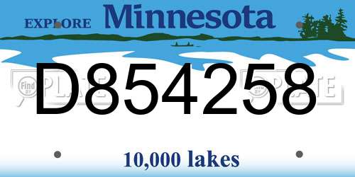 D854258 Minnesota License Plate