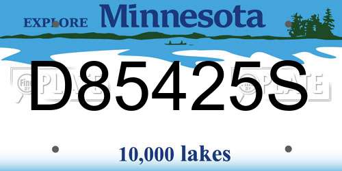 D85425S Minnesota License Plate