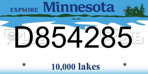 D854285 Minnesota License Plate