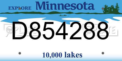 D854288 Minnesota License Plate