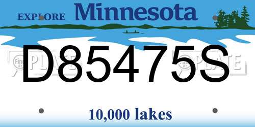D85475S Minnesota License Plate