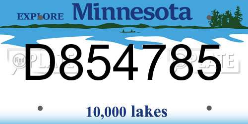 D854785 Minnesota License Plate