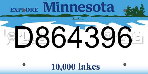 D864396 Minnesota License Plate