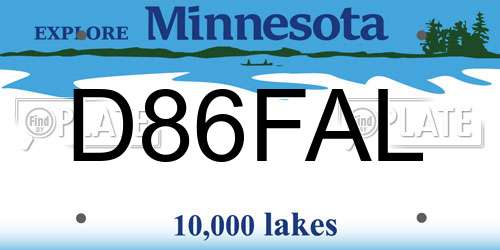D86FAL Minnesota License Plate