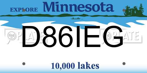 D86IEG Minnesota License Plate