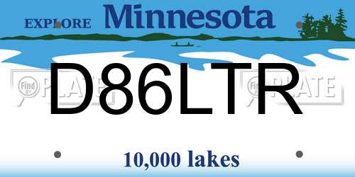 D86LTR Minnesota License Plate