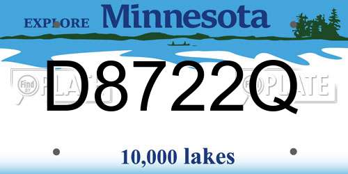 D8722Q Minnesota License Plate