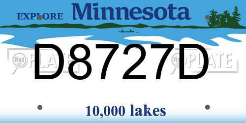 D8727D Minnesota License Plate