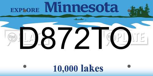 D872TO Minnesota License Plate