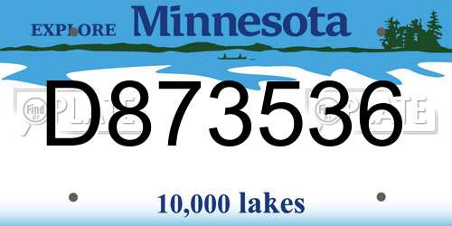 D873536 Minnesota License Plate