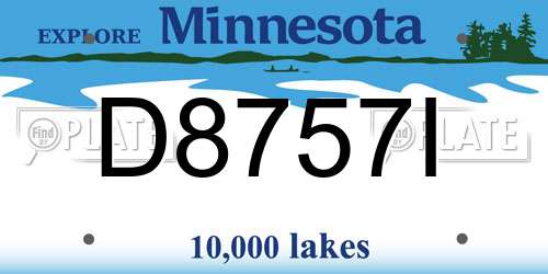 D8757I Minnesota License Plate
