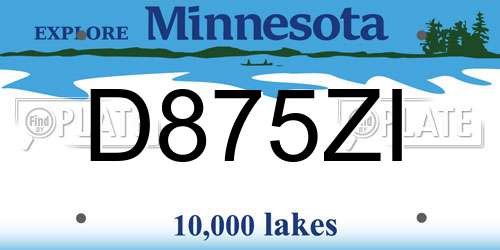 D875ZI Minnesota License Plate