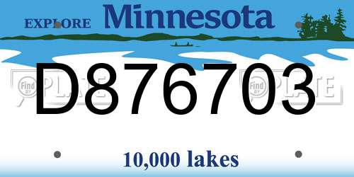 D876703 Minnesota License Plate