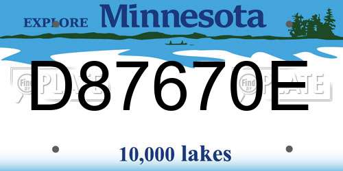 D87670E Minnesota License Plate