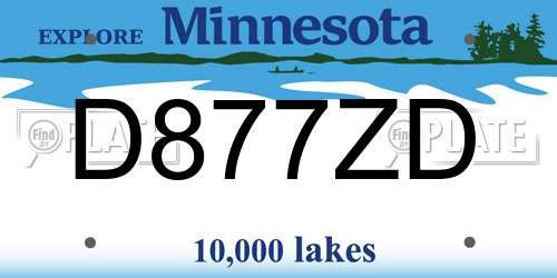 D877ZD Minnesota License Plate