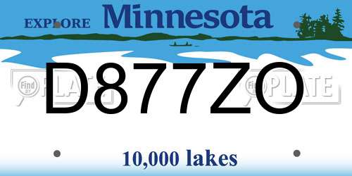 D877ZO Minnesota License Plate
