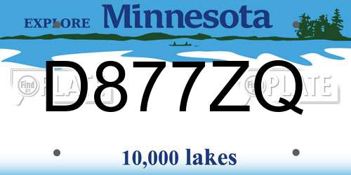 D877ZQ Minnesota License Plate