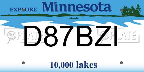 D87BZI Minnesota License Plate