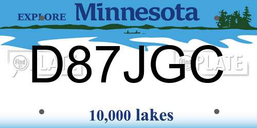 D87JGC Minnesota License Plate