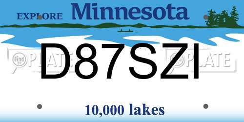 D87SZI Minnesota License Plate