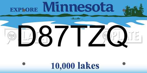 D87TZQ Minnesota License Plate