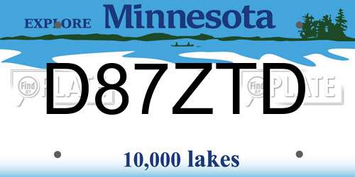 D87ZTD Minnesota License Plate