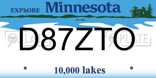 D87ZTO Minnesota License Plate