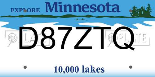 D87ZTQ Minnesota License Plate