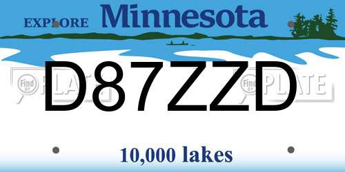 D87ZZD Minnesota License Plate