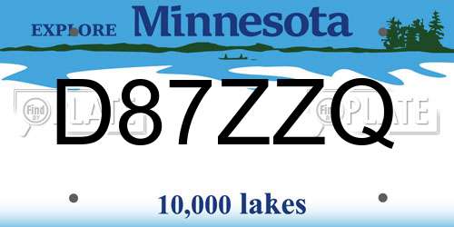 D87ZZQ Minnesota License Plate
