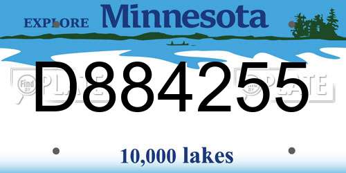 D884255 Minnesota License Plate