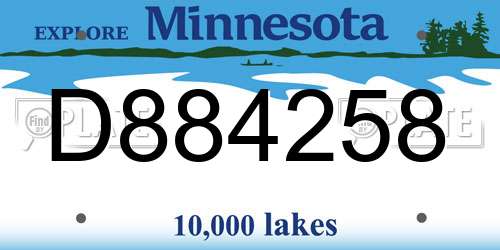 D884258 Minnesota License Plate