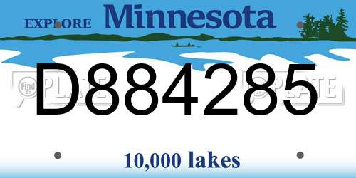 D884285 Minnesota License Plate