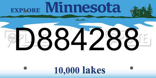 D884288 Minnesota License Plate