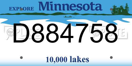 D884758 Minnesota License Plate