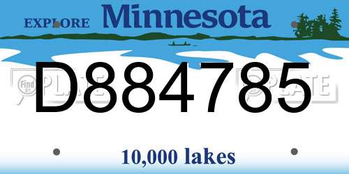 D884785 Minnesota License Plate