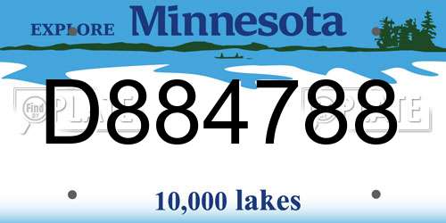 D884788 Minnesota License Plate