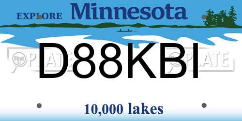 D88KBI Minnesota License Plate