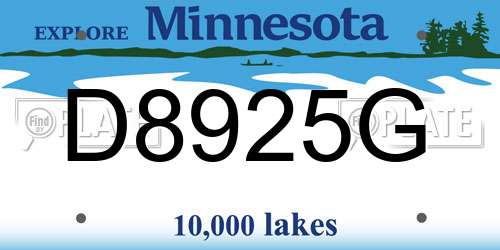 D8925G Minnesota License Plate