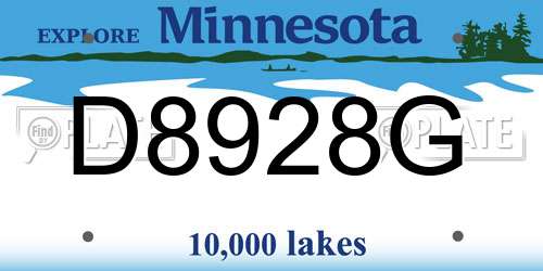 D8928G Minnesota License Plate