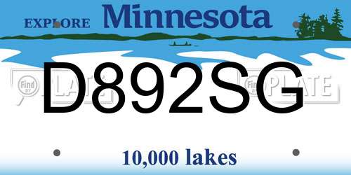 D892SG Minnesota License Plate