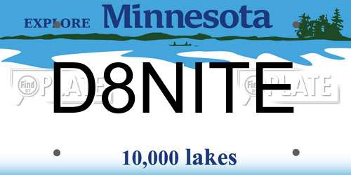D8NITE Minnesota License Plate