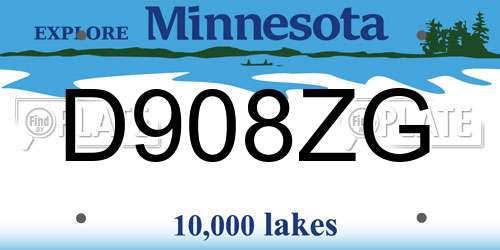 D908ZG Minnesota License Plate