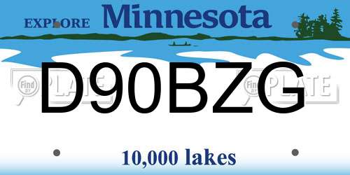 D90BZG Minnesota License Plate