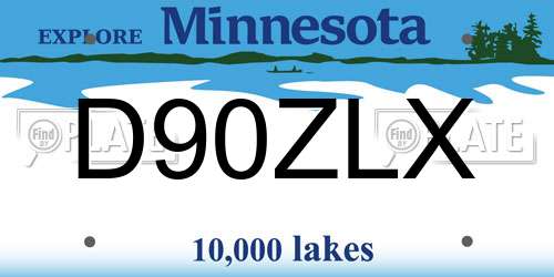 D90ZLX Minnesota License Plate
