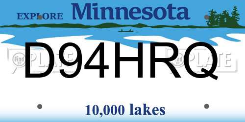 D94HRQ Minnesota License Plate