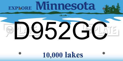 D952GC Minnesota License Plate