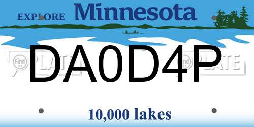DA0D4P Minnesota License Plate