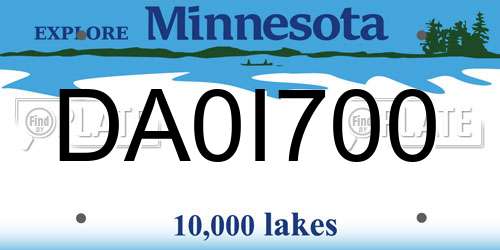 DA0I700 Minnesota License Plate