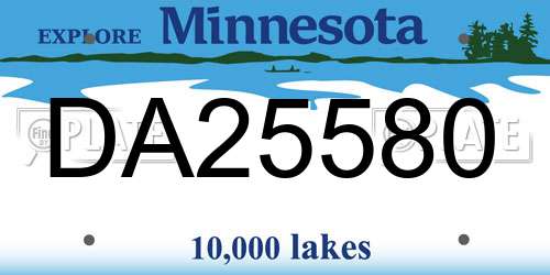 DA25580 Minnesota License Plate